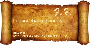 Friesenhahn Henrik névjegykártya
